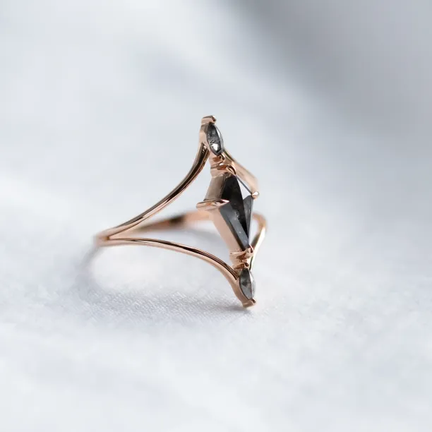 Luxusní dvojitý prsten se salt'n'pepper diamanty SPLITE Image