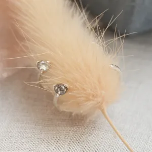 Gold threaded upside down hoops with salt'n'pepper diamonds CELESTIA Thumbnail