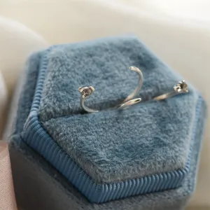 Gold threaded upside down hoops with salt'n'pepper diamonds CELESTIA Thumbnail