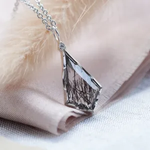 Rutilated quartz pendant with diamond MATTIAS