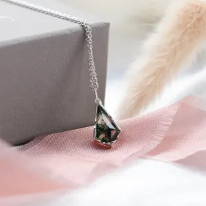 Přívěsek s mechovým achátem a diamantem MATTIA Thumbnail