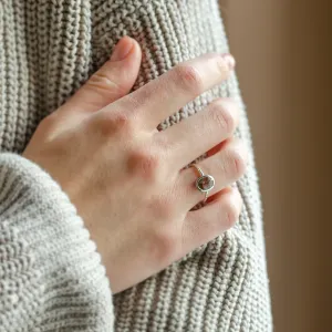 Zlatý prsten s oválným salt'n'pepper diamantem FIORELLA Thumbnail