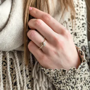 Zlatý prsten s oválným salt'n'pepper diamantem FIORELLA Thumbnail