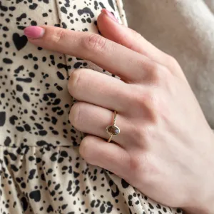 Zlatý prsten s oválným salt'n'pepper diamantem FIORELLA Thumbnail