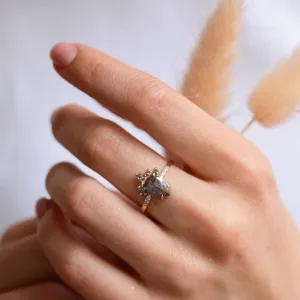 Zlatý cluster prsten se salt'n'pepper diamanty FILOMENA Thumbnail