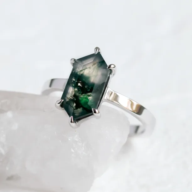 Vintage zlatý prsten s mechovým achátem BENEDETTA Image