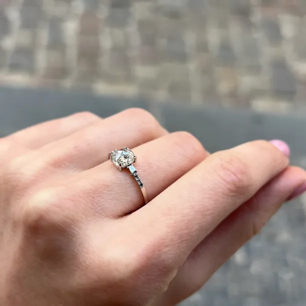 Zlatý prsten se šedým diamantem salt and pepper CATERINA Image