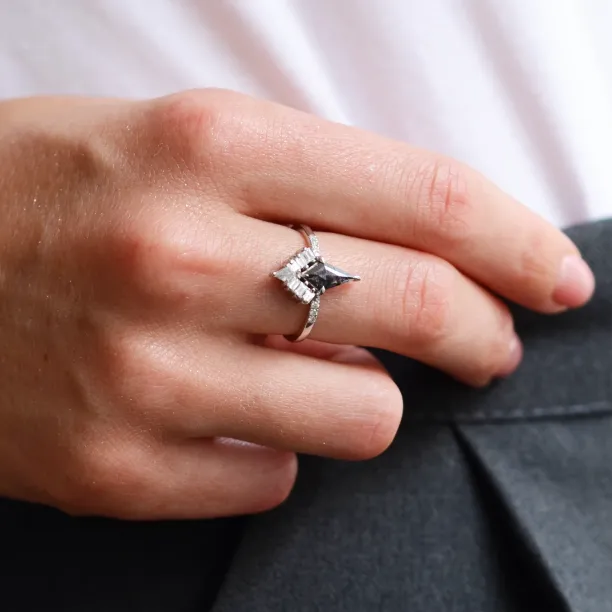 Cluster prsten s kite salt and pepper diamantem a baguette diamanty ELEONORA Image