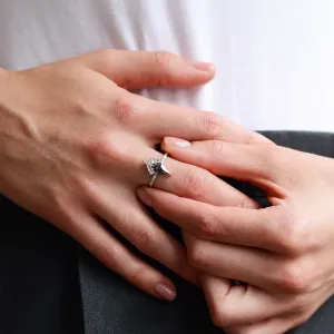 Cluster prsten s kite salt and pepper diamantem a baguette diamanty ELEONORA Thumbnail