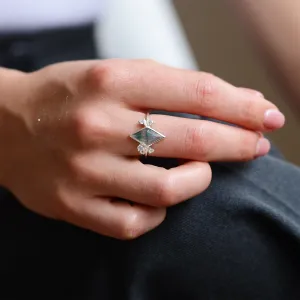 Cluster prsten s mechovým achátem a diamanty CARLOTTA Thumbnail