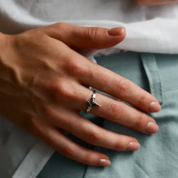 Kite salt and pepper diamant ve zlatém prstenu s baguette diamanty ARIANNA Image