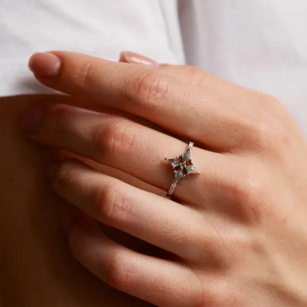 Zlatý prsten ve tvaru hvězdy se salt and pepper diamanty ALESSIA Image