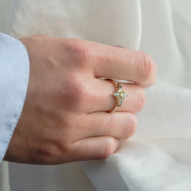 Zlatý prsten ve tvaru hvězdy se salt and pepper diamanty ALESSIA Image