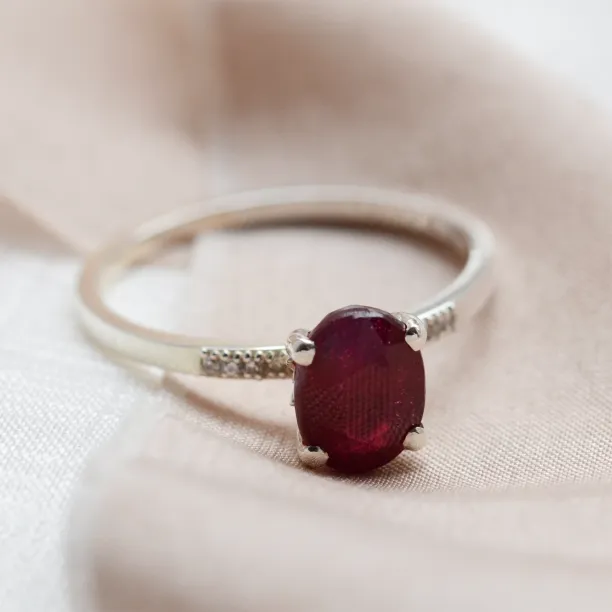 Gold ruby ring with diamonds SARA Image