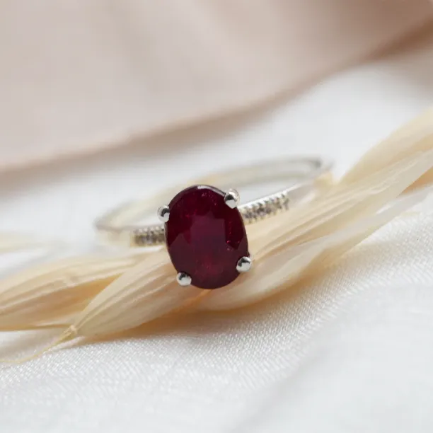 Gold ruby ring with diamonds SARA Image