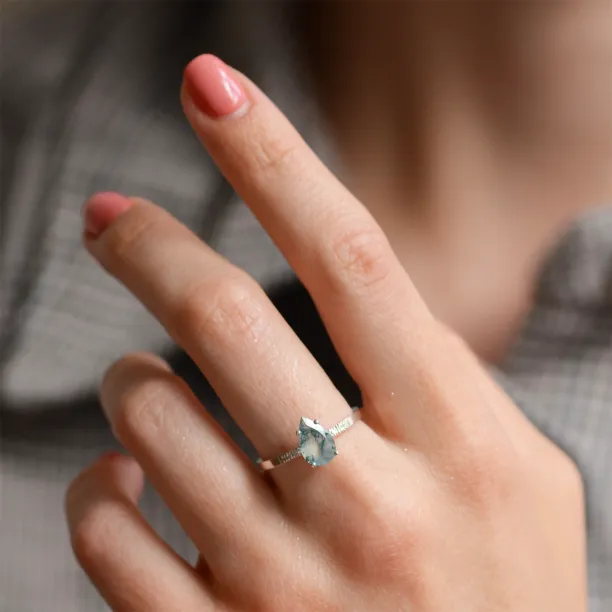 Zásnubní prsten s mechovým achátem a diamanty MARTINA Image