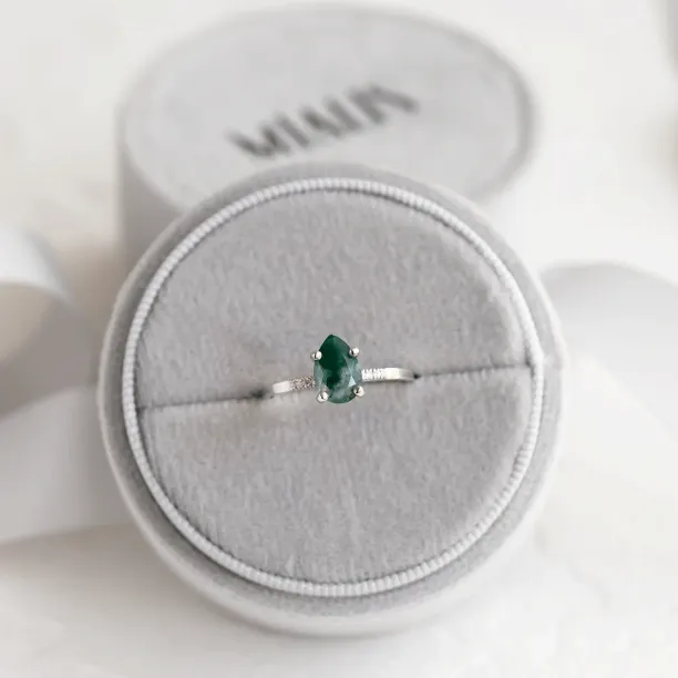 Zásnubní prsten s mechovým achátem a diamanty MARTINA Image