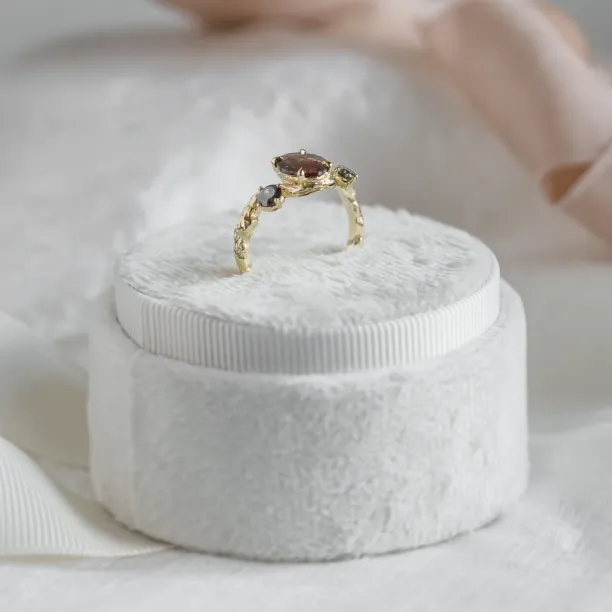 Zlatý organický prsten se salt and pepper diamantem LUDOVICA Image