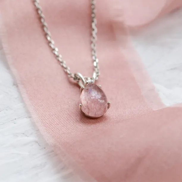 Zlatý náhrdelník s jahodovým křišťálem a diamantem FRESA Image