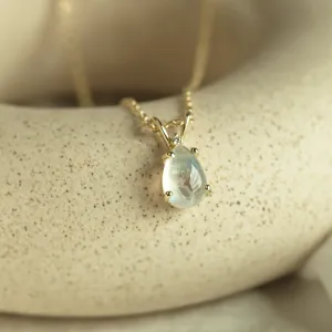 Gold moonstone necklace with diamond LUNA Thumbnail