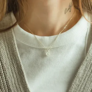 Gold moonstone necklace with diamond LUNA Thumbnail