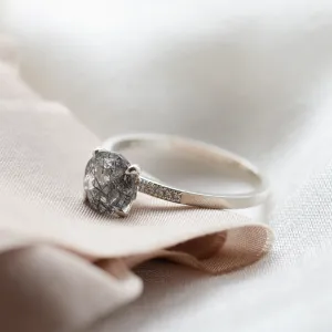 Rutilový křišťál ve zlatém prstenu s diamanty GIORGIA Thumbnail