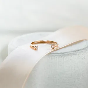 Minimalist open ring with diamonds EMMA