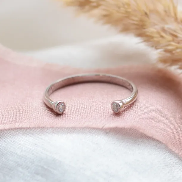 Minimalistický otevřený prsten s diamanty EMMA Image