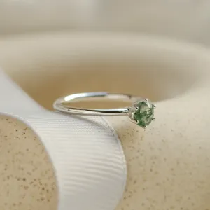 Minimalist engagement ring with moss agate MAGGIE Thumbnail