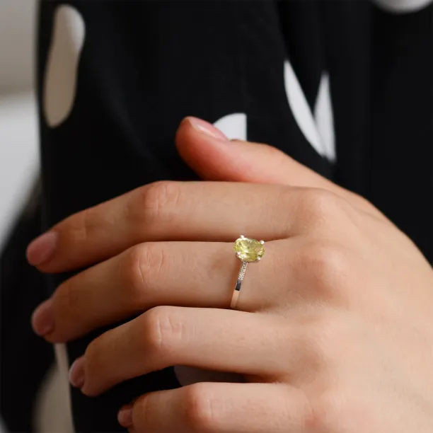 Zlatý prsten s citronovým křišťálem a diamanty LIMONE Image