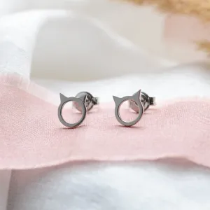 Gold stud cat head earrings CAT Thumbnail