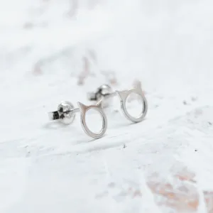 Gold stud cat head earrings CAT Thumbnail