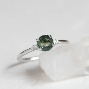 Unusual engagement ring with moss agate and diamonds CAMILA Thumbnail