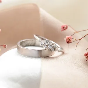 Gold cluster ring and matt ring for men ROMANZA