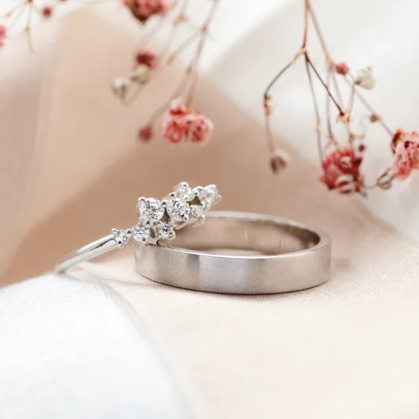 Gold cluster ring and matt ring for men ROMANZA Image