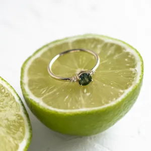 Unusual engagement ring with moss agate and diamonds CAMILA Thumbnail