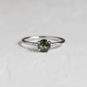 Unusual engagement ring with moss agate and diamonds CAMILA Thumbnail