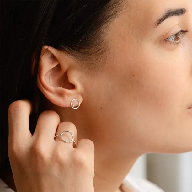 Gold karma earrings with diamonds GARURASANA Image