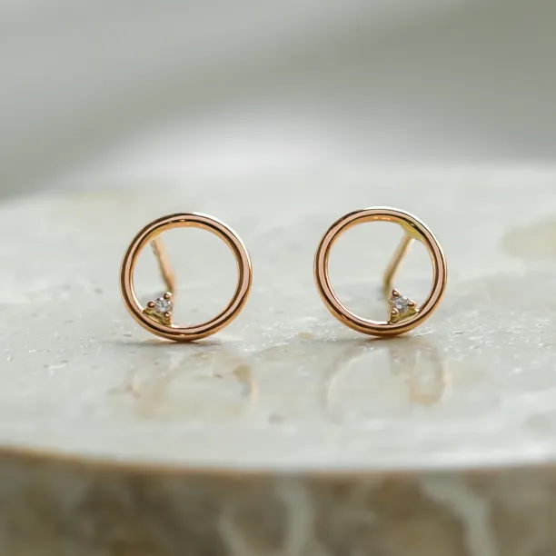 Gold karma earrings with diamonds GARURASANA Image