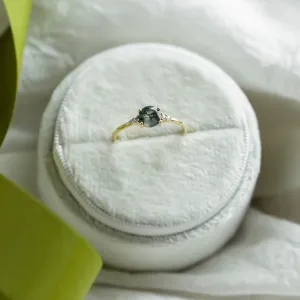 Unusual engagement ring with moss agate and diamonds CAMILA Thumbnail