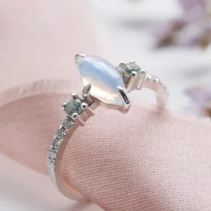 Diamond ring with moonstone and moss agate MAEBH Thumbnail
