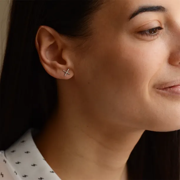 Minimalistické zlaté náušnice křížky CROSS Image