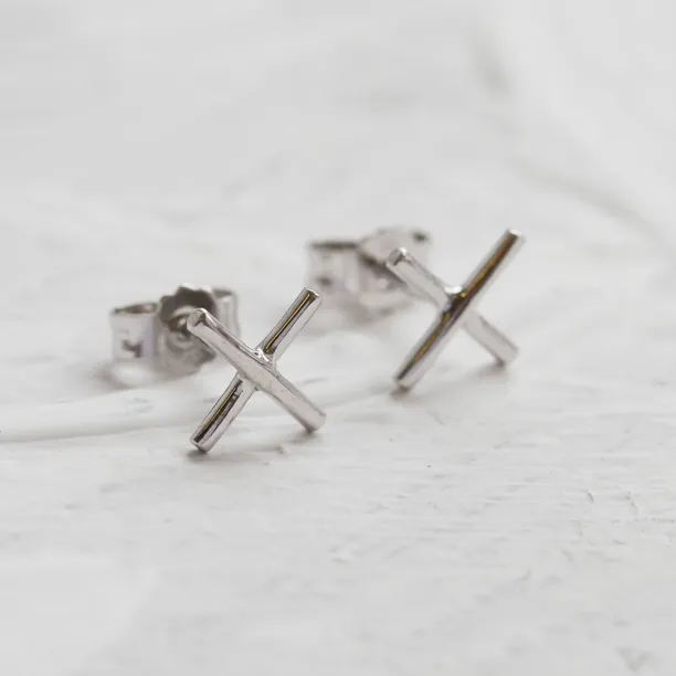 Minimalistické zlaté náušnice křížky CROSS Image