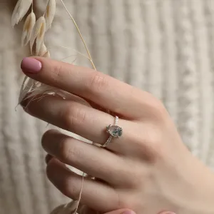 Zlatý prsten s pear mechovým achátem a diamanty EALGA Thumbnail