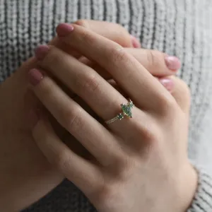 Vintage zlatý prsten s mechovými acháty a diamanty OSCAR Thumbnail