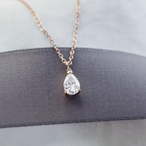 Gold necklace with pear moissanite NAOMI Thumbnail