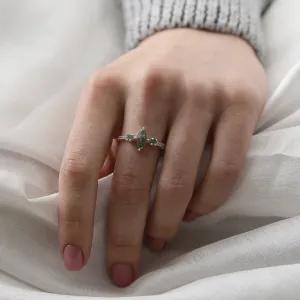 Vintage zlatý prsten s mechovými acháty a diamanty OSCAR Thumbnail