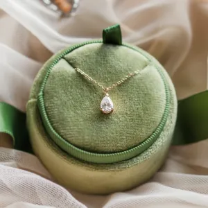 Gold necklace with pear moissanite NAOMI Thumbnail