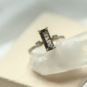 Gold ring with rutilated quartz and diamonds LIAM Thumbnail