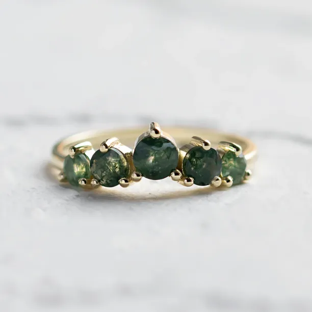 Eternity gold ring with moss agates OISIN Image